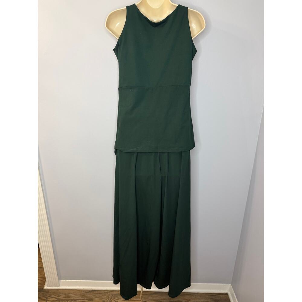 Free Label Wide Leg Slip Pant & Top Set Green Ethical Bamboo Comfy Women's XL - Picture 2 of 12